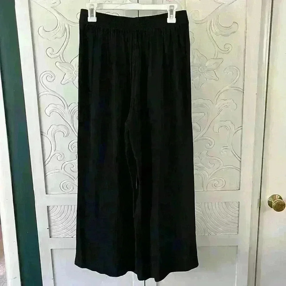 Aritzia Wilfred Sheer Flowy Wide Leg Ankle Pull On Pant Elastic Waist Black Sz M - Picture 2 of 11